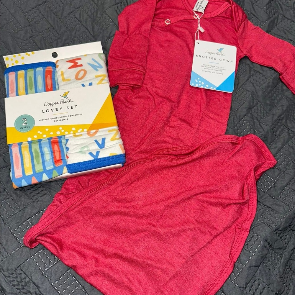 Copper Pearl Red Knotted Gown & Lovey